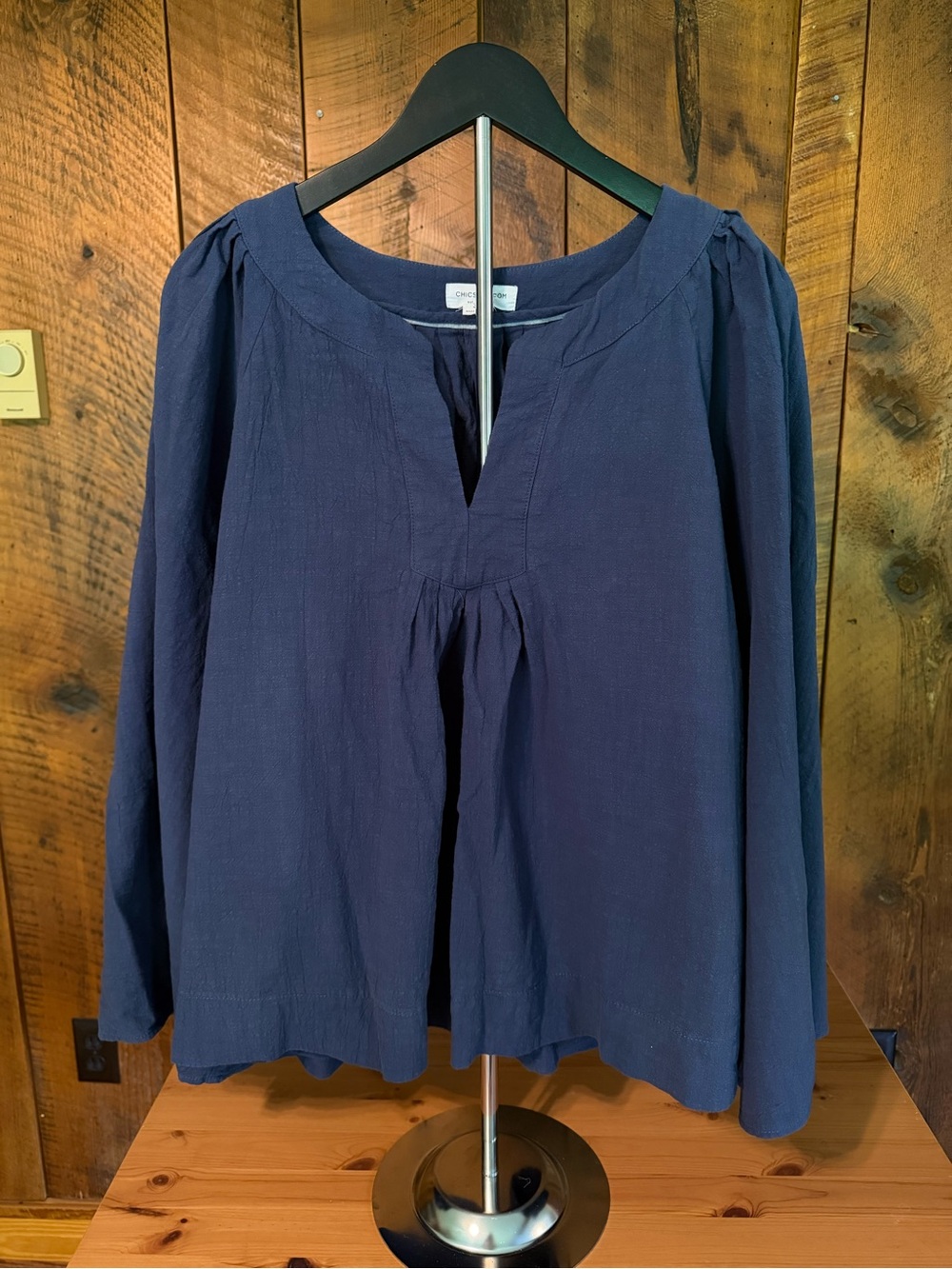 Chic Soul Navy Blue Split Neck Blouse Boho Coastal Flowy Plus Size 3X